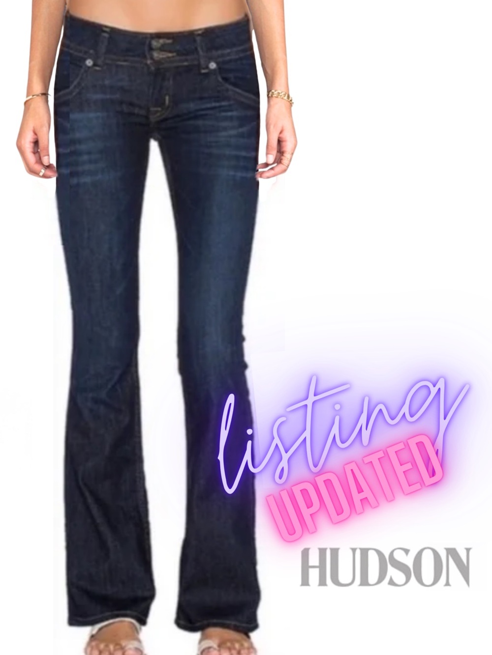 HUDSON new Signature Low-Rise Boot Cut Dark Indigo Soft Stretch Jeans NWOT